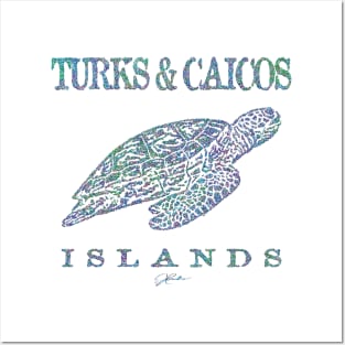 Turks & Caicos Islands Gliding Sea Turtle Posters and Art